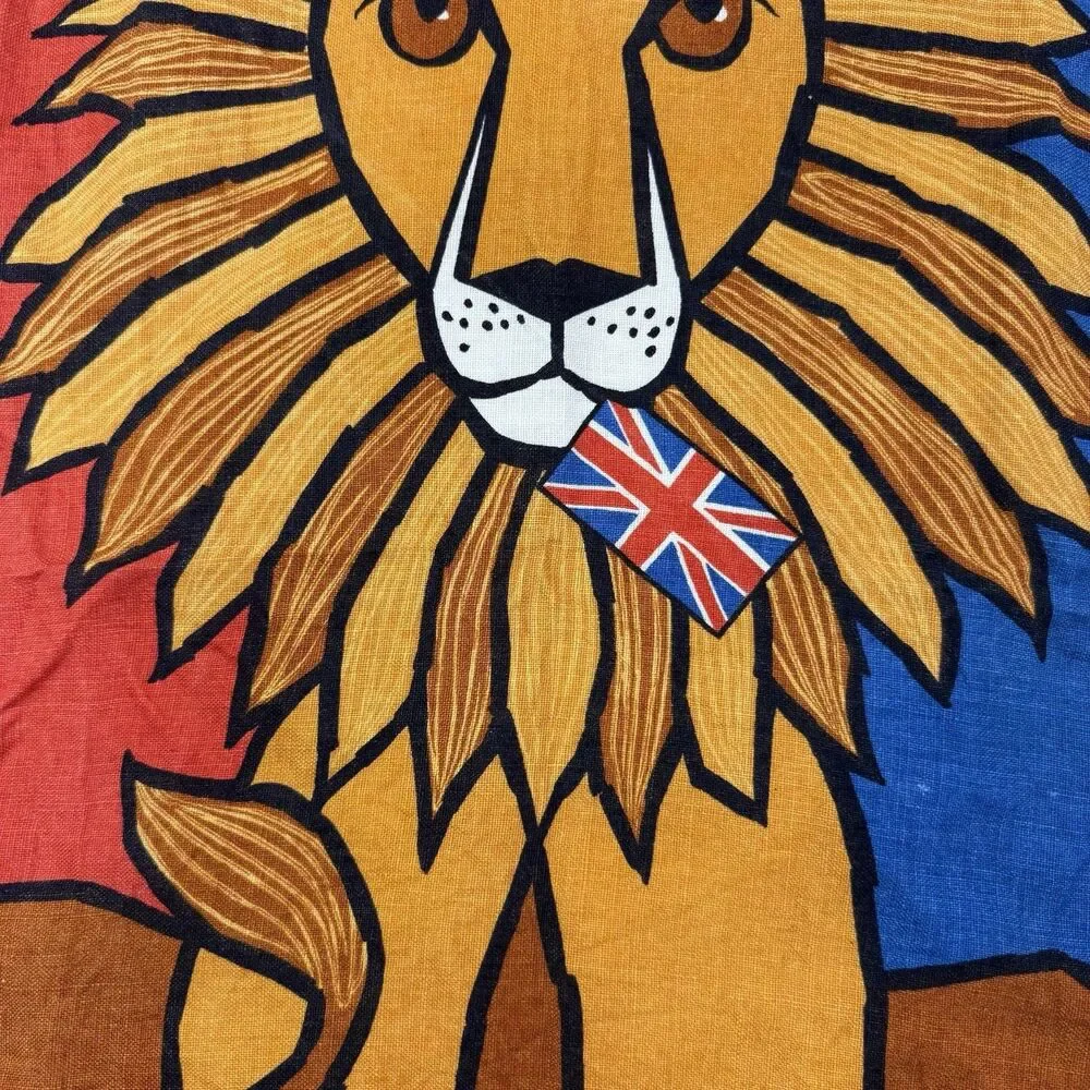 Vintage ULSTER Linen Tea Towel Wall Art UK Lion Flag Symbols Union Jack Ireland